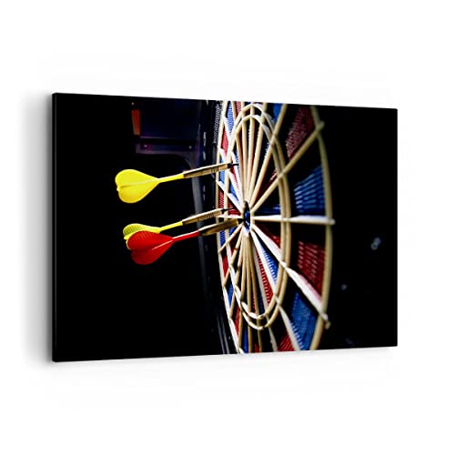 Bilder auf Leinwand 100x70cm Leinwandbild Pfeil Darts Spaß Schild Groß Wanddeko Bild Schlafzimmer Küche Deko Wandbilder Dekoration Wohnzimmer Wall Decor Canvas Wand Kunstdruck Art AA100x70-2199 von ARTTOR