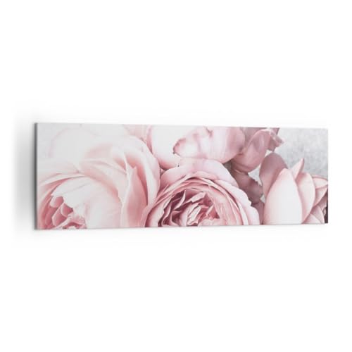 Bilder auf Leinwand 160x50cm Leinwandbild Blumen Pfingstrosen Empfindlich Groß XXL Wanddeko Bild Schlafzimmer Wandbilder Dekoration Wohnzimmer Wall Decor Canvas Wand Kunstdruck Art AB160x50-5340 von ARTTOR
