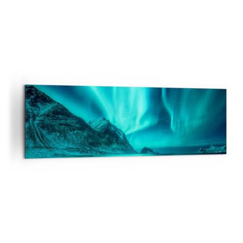 Bilder auf Leinwand 160x50cm Leinwandbild Landschaft Nordpol Nordlichter Groß XXL Wanddeko Bild Schlafzimmer Wandbilder Dekoration Wohnzimmer Wall Decor Canvas Wand Kunstdruck Art AB160x50-5321 von ARTTOR