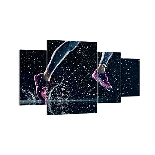 Bilder auf Leinwand 160x90cm Leinwandbild Laufen Lifestyle Leichtathletik Schuhe Groß XXL Wanddeko Bild Schlafzimmer Set 4 teilige Wandbilder Dekoration Wohnzimmer Canvas Kunstdruck Art DL160x90-2900 von ARTTOR