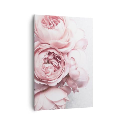Bilder auf Leinwand 70x100cm Leinwandbild mit Rahmen Blumen Pfingstrosen Empfindlich Groß Wanddeko Bild Schlafzimmer Deko Wandbilder Dekoration Wohnzimmer Canvas Wand Kunstdruck Art PA70x100-5340 von ARTTOR