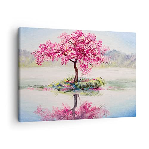 Bilder auf Leinwand Baum Abstraktion Leinwandbild mit Rahmen 70x50cm Wandbilder Dekoration Wohnzimmer Schlafzimmer Küche Deko Klein Wanddeko Bild Wand Kunstdruck Art Wall Decor Canvas AA70x50-3805 von ARTTOR