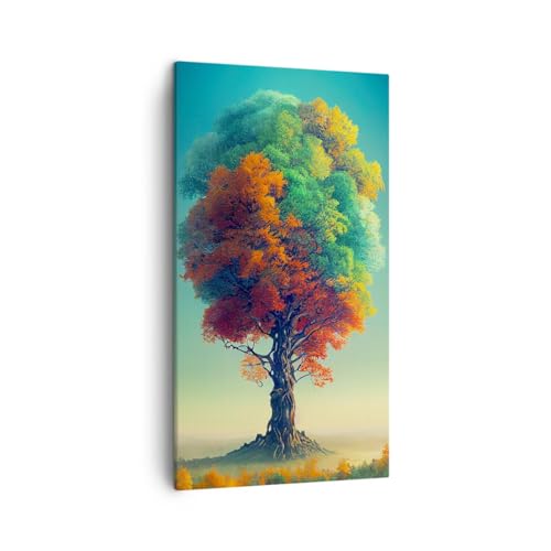 Bilder auf Leinwand Baum Herbst Natur Leinwandbild mit Rahmen 45x80cm Wandbilder Dekoration Wohnzimmer Schlafzimmer Küche Deko Klein Wanddeko Bild Wand Kunstdruck Art Wall Decor Canvas PA45x80-6157 von ARTTOR