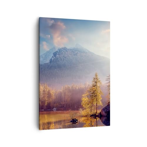 Bilder auf Leinwand Berglandschaft Natur Sonnenuntergang Leinwandbild mit Rahmen 50x70cm Wandbilder Dekoration Wohnzimmer Schlafzimmer Deko Groß Wanddeko Bild Wand Kunstdruck Art Canvas PA50x70-5365 von ARTTOR