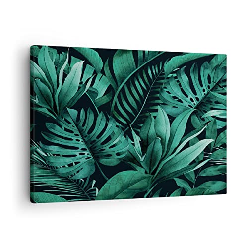 Bilder auf Leinwand Blätter Grafiken Monstera Leinwandbild 70x50cm Wandbilder Dekoration Wohnzimmer Schlafzimmer Küche Deko Klein Wanddeko Bild Wand Kunstdruck Art Wall Decor Canvas AA70x50-4886 von ARTTOR