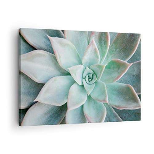 Bilder auf Leinwand Blau Blätter Agave Leinwandbild mit Rahmen 70x50cm Wandbilder Dekoration Wohnzimmer Schlafzimmer Küche Deko Klein Wanddeko Bild Wand Kunstdruck Art Wall Decor Canvas AA70x50-4628 von ARTTOR