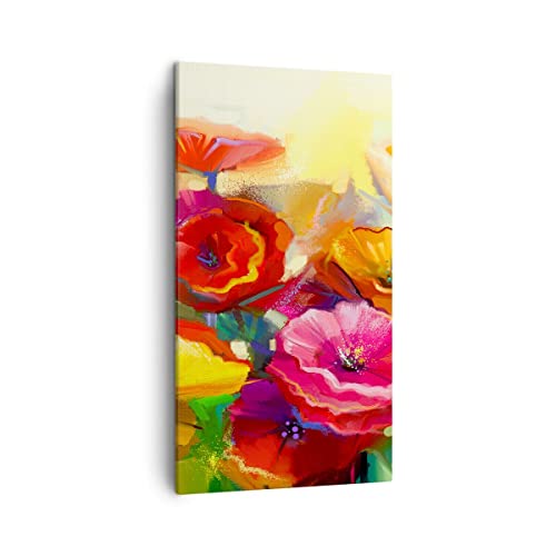 Bilder auf Leinwand Blumen Frühling Flora Garten Leinwandbild mit Rahmen 45x80cm Wandbilder Dekoration Wohnzimmer Schlafzimmer Küche Deko Klein Wanddeko Bild Wand Kunstdruck Art Canvas PA45x80-2877 von ARTTOR