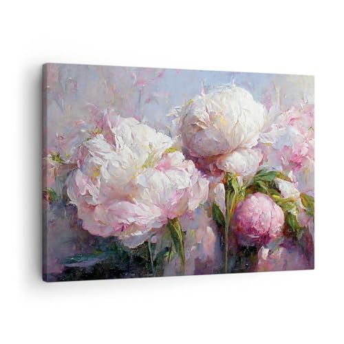 Bilder auf Leinwand Blumen Pfingstrosen Klassizismus Leinwandbild 70x50cm Wandbilder Dekoration Wohnzimmer Schlafzimmer Deko Klein Wanddeko Bild Wand Kunstdruck Art Wall Decor Canvas AA70x50-5975 von ARTTOR