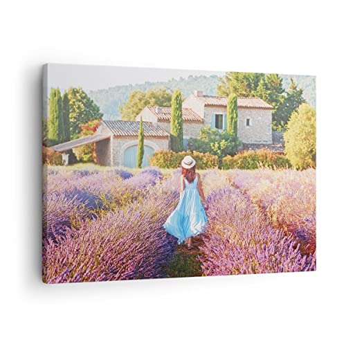 Bilder auf Leinwand Boho Heidekraut Frau Leinwandbild mit Rahmen 70x50cm Wandbilder Dekoration Wohnzimmer Schlafzimmer Küche Deko Klein Wanddeko Bild Wand Kunstdruck Art Wall Decor Canvas AA70x50-4420 von ARTTOR