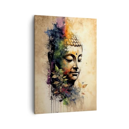 Bilder auf Leinwand Buddha Meditation Indien Leinwandbild mit Rahmen 50x70cm Wandbilder Dekoration Wohnzimmer Schlafzimmer Küche Deko Groß Wanddeko Bild Wand Kunstdruck Art Wall Canvas PA50x70-6188 von ARTTOR