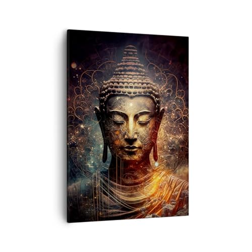 Bilder auf Leinwand Buddha Meditation Religion Leinwandbild mit Rahmen 50x70cm Wandbilder Dekoration Wohnzimmer Schlafzimmer Küche Deko Groß Wanddeko Bild Wand Kunstdruck Art Wall Canvas PA50x70-5775 von ARTTOR