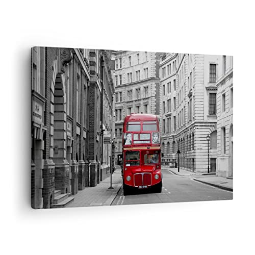 Bilder auf Leinwand Bus england urlaub london Leinwandbild 70x50cm Wandbilder Dekoration Wohnzimmer Schlafzimmer Küche Deko Klein Wanddeko Bild Wand Kunstdruck Art Wall Decor Canvas AA70x50-2153 von ARTTOR