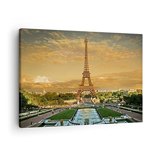 Bilder auf Leinwand Eiffelturm Frankreich Paris Leinwandbild 70x50cm Wandbilder Dekoration Wohnzimmer Schlafzimmer Küche Deko Klein Wanddeko Bild Wand Kunstdruck Art Wall Decor Canvas AA70x50-0435 von ARTTOR