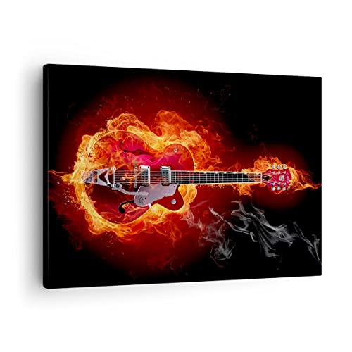 Bilder auf Leinwand Instrument Flammen Saiten Leinwandbild 70x50cm Wandbilder Dekoration Wohnzimmer Schlafzimmer Küche Deko Klein Wanddeko Bild Wand Kunstdruck Art Wall Decor Canvas AA70x50-0201 von ARTTOR