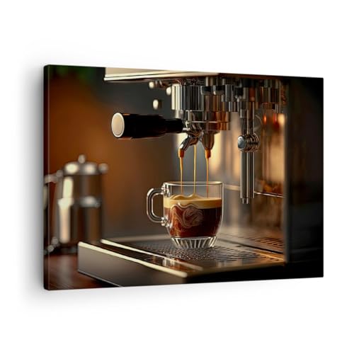 Bilder auf Leinwand Kaffee Kaffeemaschine Gastronomie Leinwandbild 70x50cm Wandbilder Dekoration Wohnzimmer Schlafzimmer Deko Klein Wanddeko Bild Wand Kunstdruck Art Wall Decor Canvas AA70x50-5745 von ARTTOR