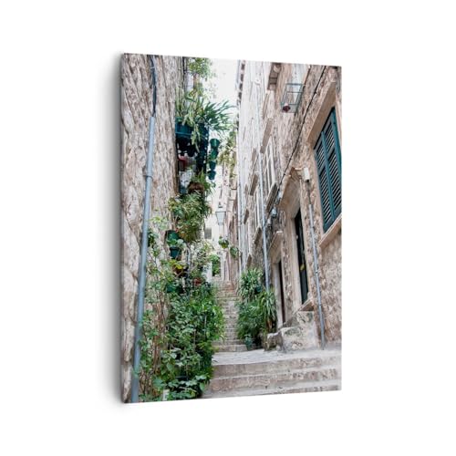 Bilder auf Leinwand Kroatien Stadt Die Architektur Leinwandbild mit Rahmen 50x70cm Wandbilder Dekoration Wohnzimmer Schlafzimmer Küche Deko Groß Wanddeko Bild Wand Kunstdruck Art Canvas PA50x70-6212 von ARTTOR