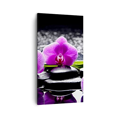 Bilder auf Leinwand Orchidee Natur Wasser Blume Leinwandbild mit Rahmen 45x80cm Wandbilder Dekoration Wohnzimmer Schlafzimmer Küche Deko Klein Wanddeko Bild Wand Kunstdruck Art Canvas PA45x80-2658 von ARTTOR