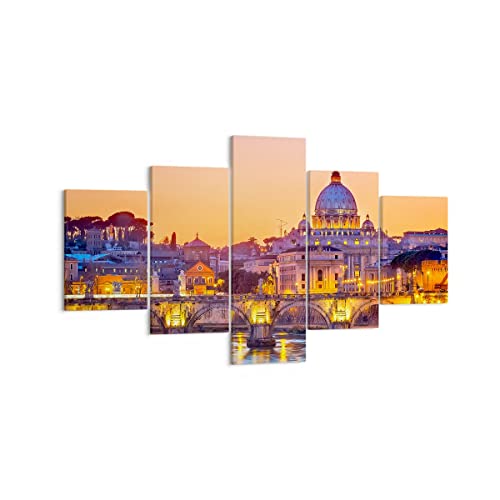 Bilder auf Leinwand Rom Italien Basilika Geschichte Leinwandbild 125x70cm Wandbilder Dekoration Wohnzimmer Schlafzimmer Set 5 teilige Klein Wanddeko Bild Wand Kunstdruck Art Canvas EA125x70-2704 von ARTTOR