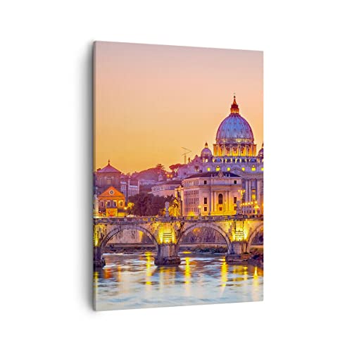 Bilder auf Leinwand Rom Italien Basilika Geschichte Leinwandbild mit Rahmen 50x70cm Wandbilder Dekoration Wohnzimmer Schlafzimmer Küche Deko Groß Wanddeko Bild Wand Kunstdruck Art Canvas PA50x70-2704 von ARTTOR