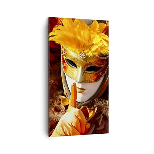 Bilder auf Leinwand Venezianische Maske bunt Karneval Leinwandbild mit Rahmen 45x80cm Wandbilder Dekoration Wohnzimmer Schlafzimmer Deko Klein Wanddeko Bild Wand Kunstdruck Art Canvas PA45x80-0420 von ARTTOR