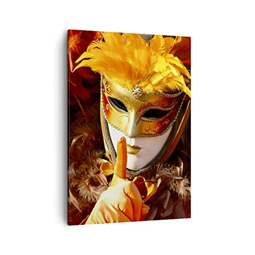 Bilder auf Leinwand Venezianische Maske bunt Karneval Leinwandbild mit Rahmen 50x70cm Wandbilder Dekoration Wohnzimmer Schlafzimmer Deko Groß Wanddeko Bild Wand Kunstdruck Art Canvas PA50x70-0420 von ARTTOR