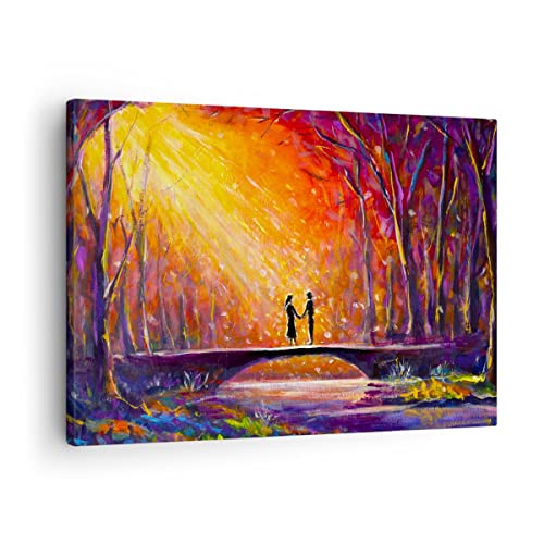 Bilder auf Leinwand Wald Baum Natur Leinwandbild mit Rahmen 70x50cm Wandbilder Dekoration Wohnzimmer Schlafzimmer Küche Deko Klein Wanddeko Bild Wand Kunstdruck Art Wall Decor Canvas AA70x50-3965 von ARTTOR