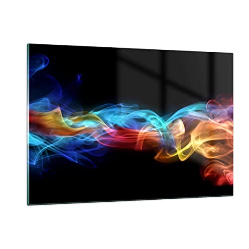 Wandbilder Dekoration Wohnzimmer Abstrakt luft bunt figur Bilder auf Glas 120x80cm Glasbild Schlafzimmer Küche Deko Wand Kunstdruck Art Groß XXL Wanddeko Bild im Glas Modern Wall Decor GAA120x80-2171 von ARTTOR