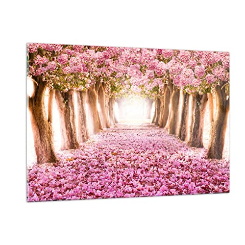 Wandbilder Dekoration Wohnzimmer Baum Blumen Kirsche Natur Bilder auf Glas 120x80cm Glasbild Schlafzimmer Küche Deko Wand Kunstdruck Art Groß XXL Wanddeko Bild im Glas Modern Wall Decor GAA120x80-2794 von ARTTOR