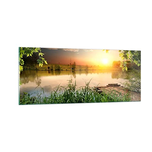 Panorama Bilder auf Glas 100x40cm Glasbild Brücke See Groß Wanddeko Bild im Glas Schlafzimmer Küche Wandbilder Dekoration Wohnzimmer Modern Wall Decor Glasdruck Wand Kunstdruck Art GAB100x40-3914 von ARTTOR