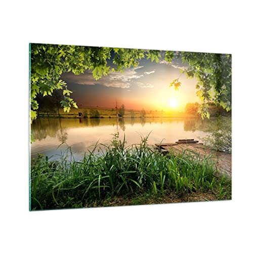 ARTTOR Bilder auf Glas 100x70cm Glasbild Brücke See Groß Wanddeko Bild im Glas Schlafzimmer Küche Deko Wandbilder Dekoration Wohnzimmer Modern Wall Decor Glasdruck Wand Kunstdruck Art GAA100x70-3914 von ARTTOR