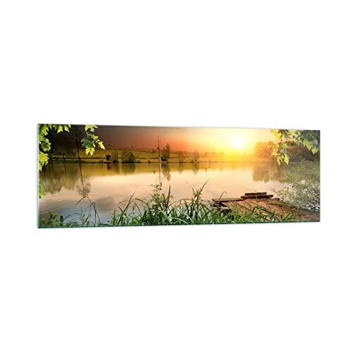 Panorama Bilder auf Glas 160x50cm Glasbild Brücke See Groß XXL Wanddeko Bild im Glas Schlafzimmer Küche Wandbilder Dekoration Wohnzimmer Modern Wall Decor Glasdruck Wand Kunstdruck Art GAB160x50-3914 von ARTTOR