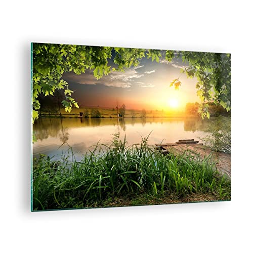 ARTTOR Bilder auf Glas Brücke See Glasbild 70x50cm Wandbilder Dekoration Wohnzimmer Schlafzimmer Küche Deko Klein Wanddeko Bild im Glas Wand Kunstdruck Art Modern Wall Decor Glasdruck GAA70x50-3914 von ARTTOR