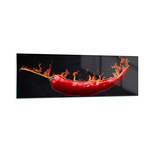 Panorama Bilder auf Glas 160x50cm Glasbild Chili Paprika Bio Landwirtschaft Groß XXL Wanddeko Bild im Glas Schlafzimmer Küche Wandbilder Dekoration Wohnzimmer Modern Wand Kunstdruck Art GAB160x50-3193 von ARTTOR