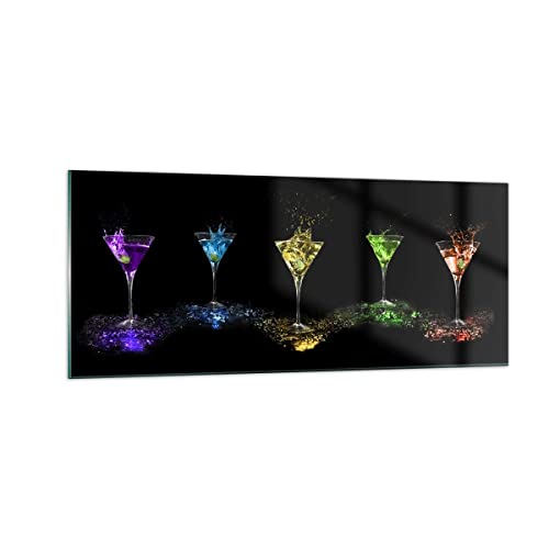 Panorama Bilder auf Glas 100x40cm Glasbild Cocktail trinken Alkohol Glas Groß Wanddeko Bild im Glas Schlafzimmer Küche Wandbilder Dekoration Wohnzimmer Modern Wand Kunstdruck Art GAB100x40-0442 von ARTTOR