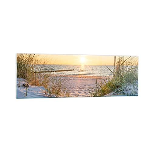 Panorama Bilder auf Glas 160x50cm Glasbild Düne Strand Meer Groß XXL Wanddeko Bild im Glas Schlafzimmer Küche Wandbilder Dekoration Wohnzimmer Modern Wall Decor Wand Kunstdruck Art GAB160x50-3989 von ARTTOR