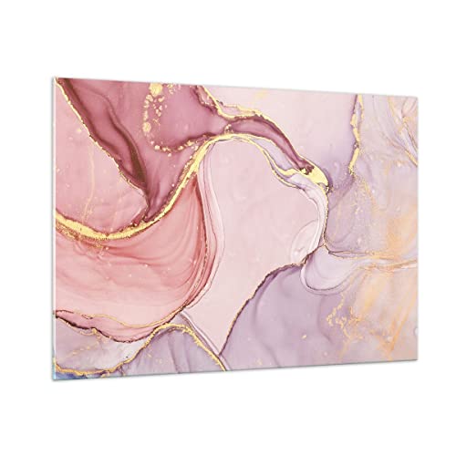 Bilder auf Glas 100x70cm Glasbild Abstraktion Marmor Rosa Groß Wanddeko Bild im Glas Schlafzimmer Küche Deko Wandbilder Dekoration Wohnzimmer Modern Wall Decor Wand Kunstdruck Art GAA100x70-4528 von ARTTOR