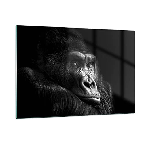 Wandbilder Dekoration Wohnzimmer Affe Gorilla Porträt Bilder auf Glas 120x80cm Glasbild Schlafzimmer Küche Deko Wand Kunstdruck Art Groß XXL Wanddeko Bild im Glas Modern Wall Decor GAA120x80-5007 von ARTTOR
