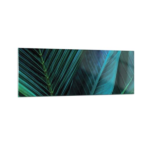 Panorama Bilder auf Glas Blatt Tropen Grün Glasbild 140x50cm Wandbilder Dekoration Wohnzimmer Schlafzimmer Küche Groß XXL Wanddeko Bild im Glas Wand Kunstdruck Art Modern Wall Decor GAB140x50-5071 von ARTTOR