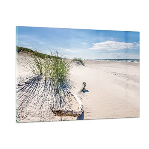 Wandbilder Dekoration Wohnzimmer Mrzezyno Strand Meer Bilder auf Glas 120x80cm Glasbild Schlafzimmer Küche Deko Wand Kunstdruck Art Groß XXL Wanddeko Bild im Glas Modern Wall Decor GAA120x80-4281 von ARTTOR