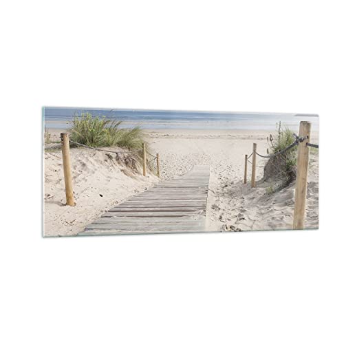 Panorama Bilder auf Glas 100x40cm Glasbild Strand Düne Eintritt Groß Wanddeko Bild im Glas Schlafzimmer Küche Wandbilder Dekoration Wohnzimmer Modern Wall Decor Wand Kunstdruck Art GAB100x40-4188 von ARTTOR