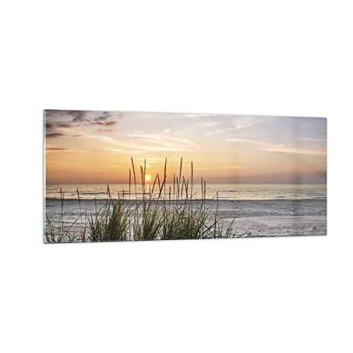 Panorama Bilder auf Glas 100x40cm Glasbild Westen Sonne Strand Groß Wanddeko Bild im Glas Schlafzimmer Küche Wandbilder Dekoration Wohnzimmer Modern Wall Decor Wand Kunstdruck Art GAB100x40-4201 von ARTTOR