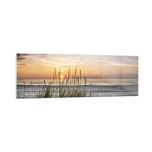 Panorama Bilder auf Glas 160x50cm Glasbild Westen Sonne Strand Groß XXL Wanddeko Bild im Glas Schlafzimmer Küche Wandbilder Dekoration Wohnzimmer Modern Wall Decor Wand Kunstdruck Art GAB160x50-4201 von ARTTOR