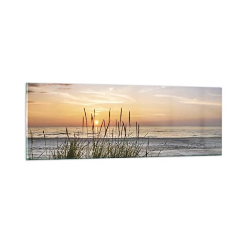 Panorama Bilder auf Glas Westen Sonne Strand Glasbild 90x30cm Wandbilder Dekoration Wohnzimmer Schlafzimmer Küche Klein Wanddeko Bild im Glas Wand Kunstdruck Art Modern Wall Decor GAB90x30-4201 von ARTTOR