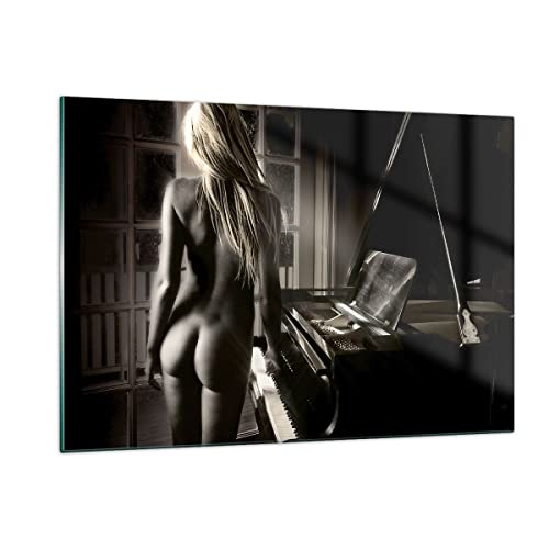 Wandbilder Dekoration Wohnzimmer Frau Nackt Geheimnis Bilder auf Glas 120x80cm Glasbild Schlafzimmer Küche Deko Wand Kunstdruck Art Groß XXL Wanddeko Bild im Glas Modern Wall Decor GAA120x80-0114 von ARTTOR