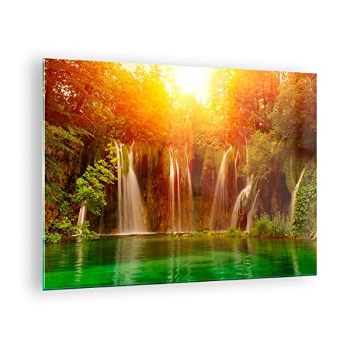 ARTTOR Bilder auf Glas Kroatien nationalpark wasserfall Glasbild 70x50cm Wandbilder Dekoration Wohnzimmer Schlafzimmer Küche Deko Klein Wanddeko Bild im Glas Wand Kunstdruck Art Modern GAA70x50-2228 von ARTTOR