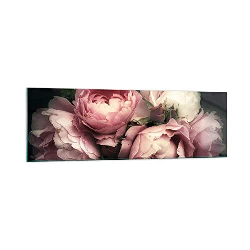 Panorama Bilder auf Glas 160x50cm Glasbild Pfingstrose Blume Groß XXL Wanddeko Bild im Glas Schlafzimmer Küche Wandbilder Dekoration Wohnzimmer Modern Wall Decor Wand Kunstdruck Art GAB160x50-3930 von ARTTOR