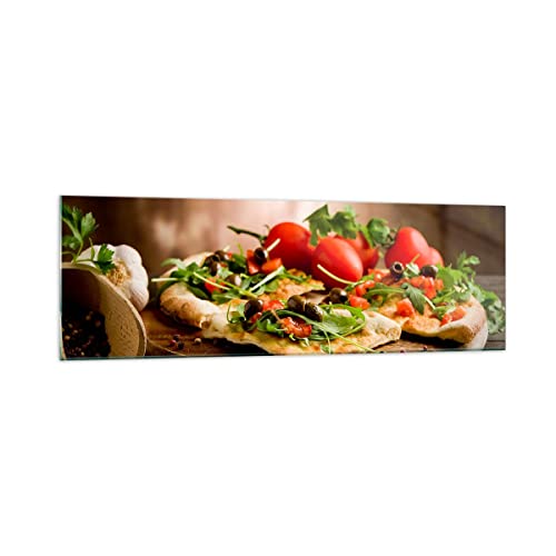 Panorama Bilder auf Glas 160x50cm Glasbild Pizza Vegetarier Italien Essen Groß XXL Wanddeko Bild im Glas Schlafzimmer Küche Wandbilder Dekoration Wohnzimmer Modern Wand Kunstdruck Art GAB160x50-2540 von ARTTOR