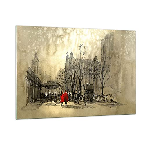 Wandbilder Dekoration Wohnzimmer Stadt Frau Geliebte Bilder auf Glas 120x80cm Glasbild Schlafzimmer Küche Deko Wand Kunstdruck Art Groß XXL Wanddeko Bild im Glas Modern Wall Decor GAA120x80-3190 von ARTTOR