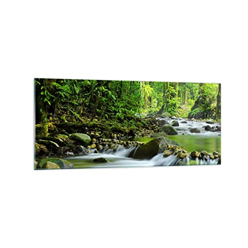 Wandbilder Dekoration Wohnzimmer Stream Wald Natur Panorama Bilder auf Glas 120x50cm Glasbild Schlafzimmer Küche Wand Kunstdruck Art Groß Wanddeko Bild im Glas Modern Wall Decor GAB120x50-0174 von ARTTOR