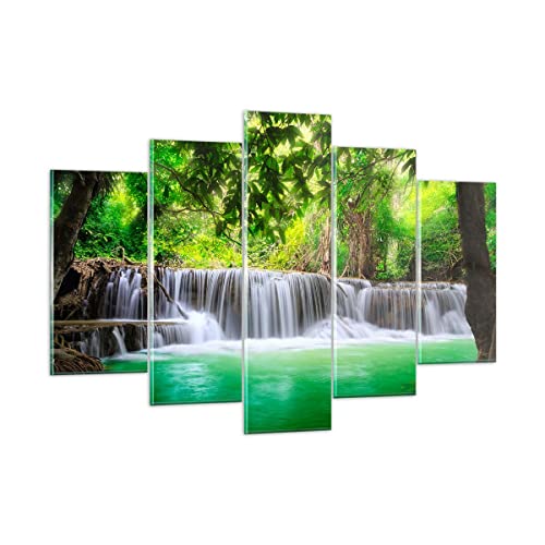 ARTTOR Mehrteilige Bilder auf Glas 150x100cm Glasbild Wasser Park Natur Landschaft Groß XXL Wanddeko Schlafzimmer Küche Set 5 teilige Wandbilder Dekoration Wohnzimmer Modern Wand Art GEA150x100-2502 von ARTTOR